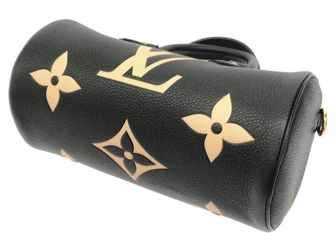 Borsa a Spalla Louis Vuitton Bicolor Monogram Empreinte Papillon BB Nero Beige - vista 3