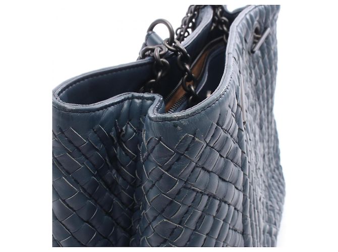 Borsa a tracolla in pelle Intrecciato blu navy Bottega Veneta - vista 11