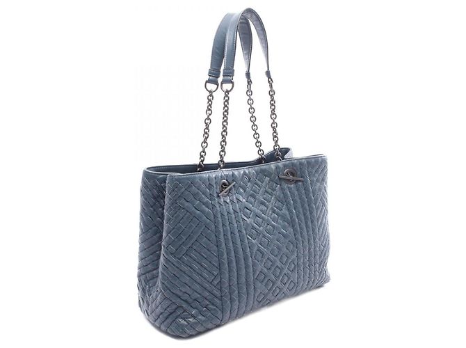 Borsa a tracolla in pelle Intrecciato blu navy Bottega Veneta - vista 2