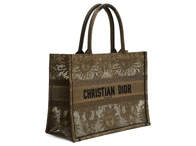 Christian Dior Book Tote Medium Ricamo Dorato Edizione Limitata D'oro - vista 2