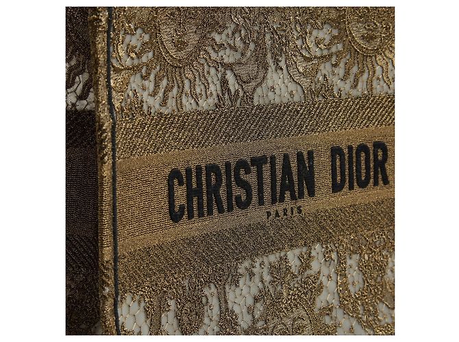 Christian Dior Book Tote Medium Ricamo Dorato Edizione Limitata D'oro - vista 3