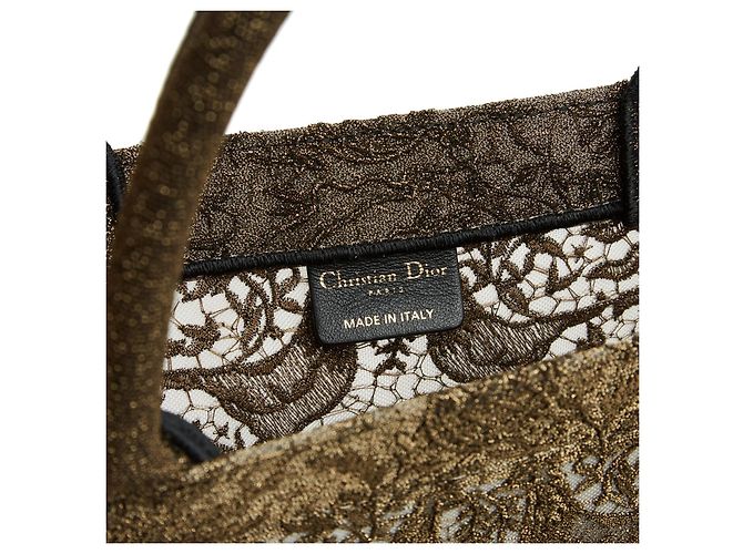 Christian Dior Book Tote Medium Ricamo Dorato Edizione Limitata D'oro - vista 5