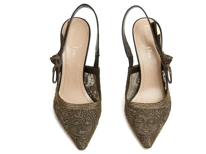 Christian Dior Escarpins J'Adior Slingback Brodés Or EU39 Doré - vue 3