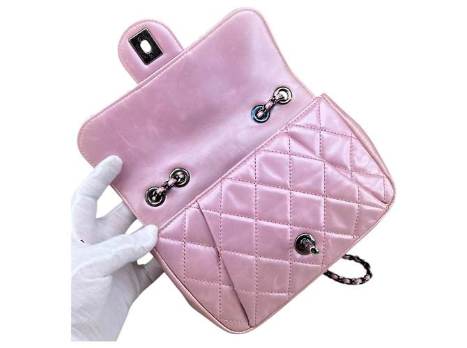 Chanel Mini Coco Flap in pelle trapuntata lucida Rosa - vista 10