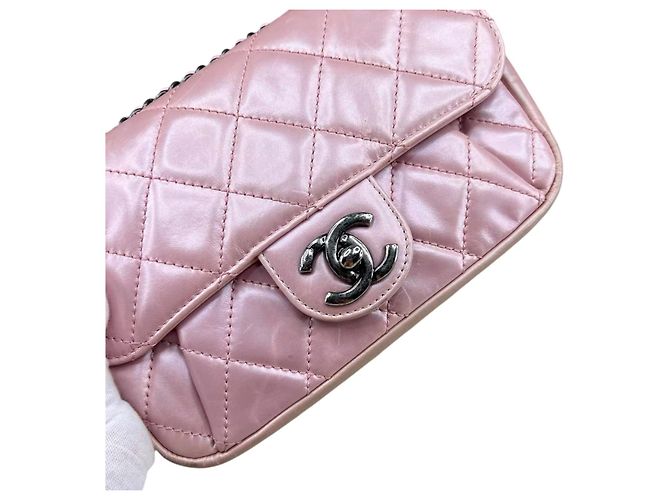 Chanel Mini Coco Flap in pelle trapuntata lucida Rosa - vista 11