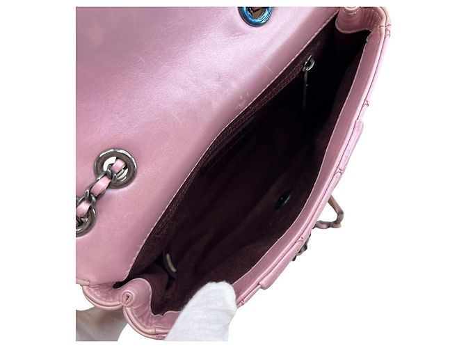 Chanel Mini Coco Flap in pelle trapuntata lucida Rosa - vista 13
