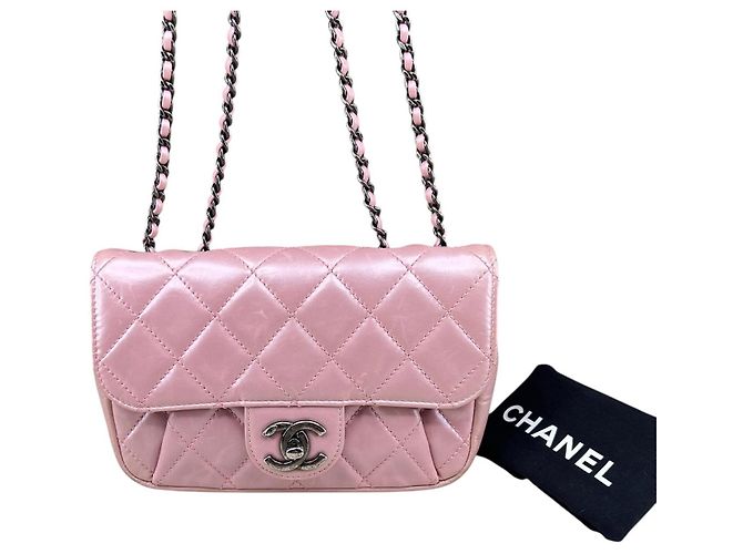 Chanel Mini Coco Flap in pelle trapuntata lucida Rosa - vista 16