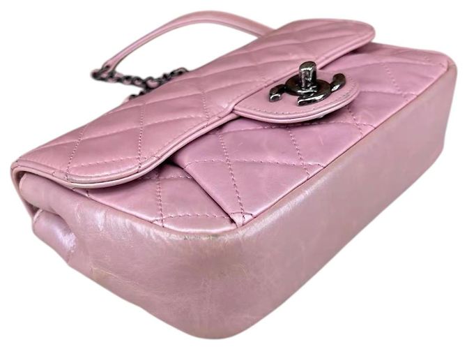 Chanel Mini Coco Flap in pelle trapuntata lucida Rosa - vista 5