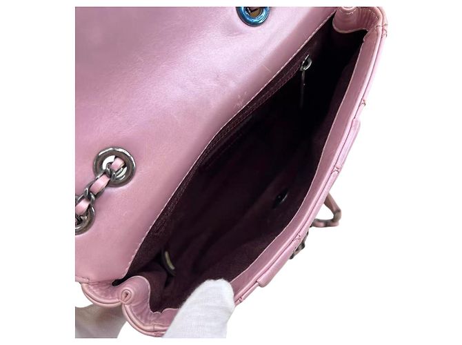 Chanel Mini Coco Flap in pelle trapuntata lucida Rosa - vista 8