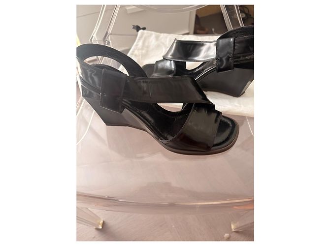 Sandali con zeppa Marc Jacobs in vernice nera Nero - vista 14