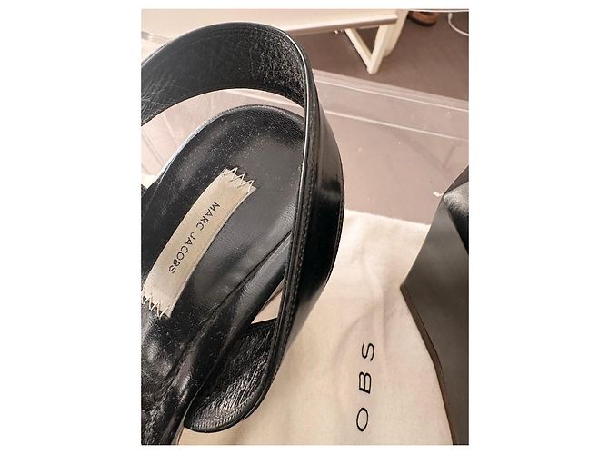 Sandali con zeppa Marc Jacobs in vernice nera Nero - vista 6