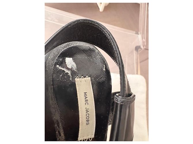 Sandali con zeppa Marc Jacobs in vernice nera Nero - vista 7
