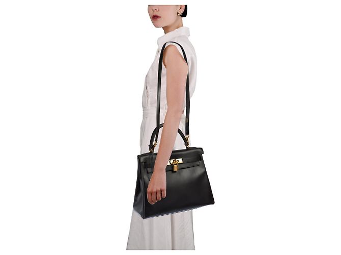 Hermès Borsa HERMES Kelly 28 in Pelle Nera - 103709 Nero - vista 13