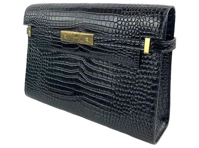 Borsa Manhattan Medium in pelle coccodrillo Saint Laurent Verde - vista 2