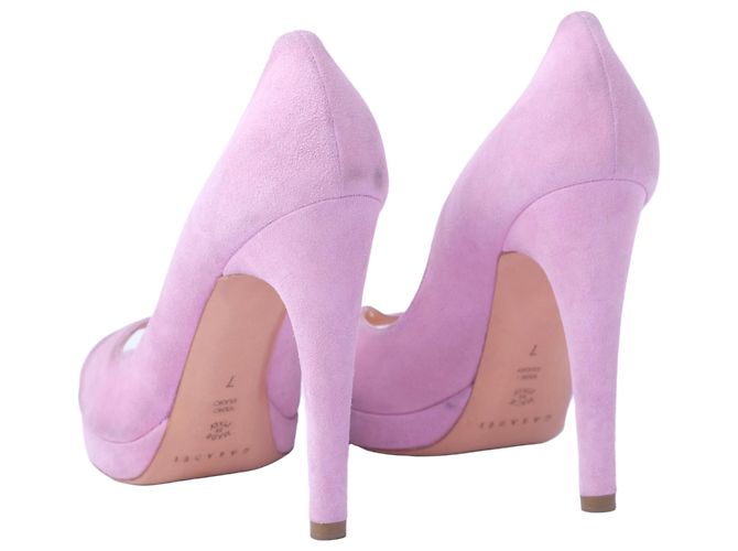 Autre Marque Décolleté con plateau peep toe in scamosciato rosa Casadei - vista 3