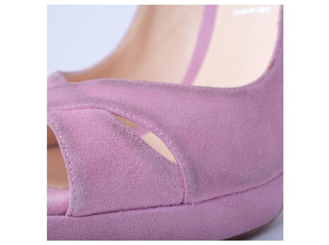 Autre Marque Décolleté con plateau peep toe in scamosciato rosa Casadei - vista 5