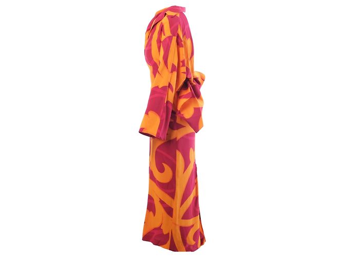 Gianfranco Ferré Barockprint-Seidenkleid mit Oversized-Schleife – '80s Mehrfarben - Ansicht 2