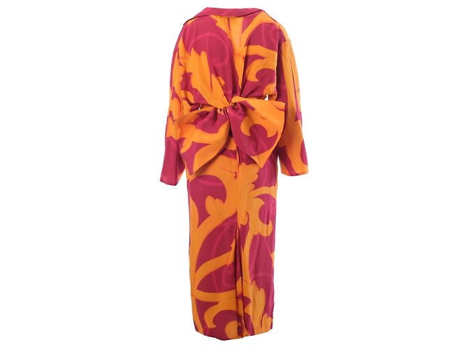 Gianfranco Ferré Barockprint-Seidenkleid mit Oversized-Schleife – '80s Mehrfarben - Ansicht 3