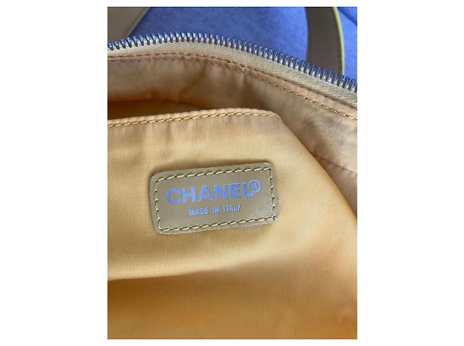 Borsa Tote Chanel in Tela Gialla Giallo - vista 4