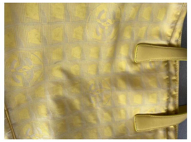 Borsa Tote Chanel in Tela Gialla Giallo - vista 6