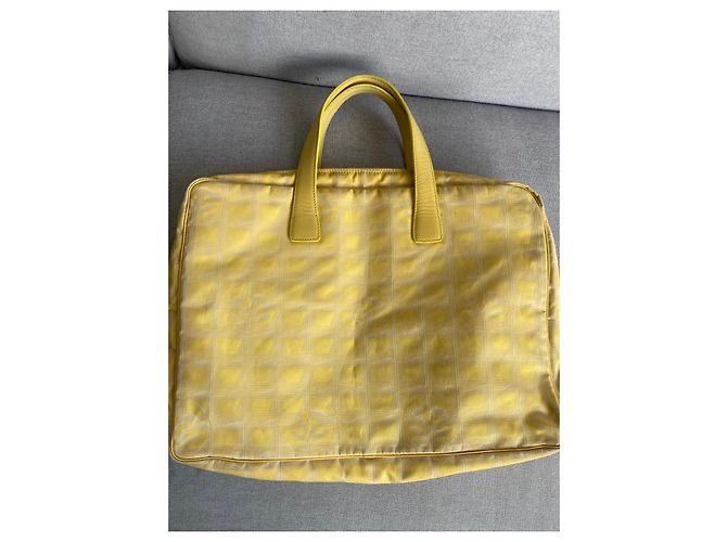 Borsa Tote Chanel in Tela Gialla Giallo - vista 7