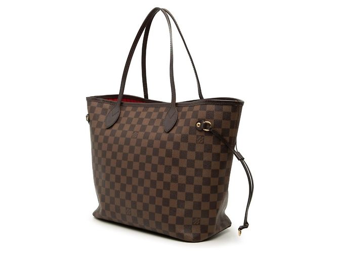 Borsa Tote Louis Vuitton Damier Neverfull MM in marrone Cerise Red Rosso Fuschia - vista 2