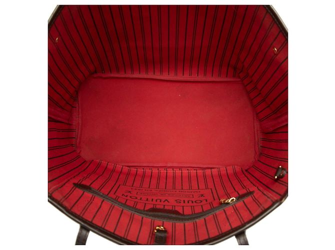 Borsa Tote Louis Vuitton Damier Neverfull MM in marrone Cerise Red Rosso Fuschia - vista 4