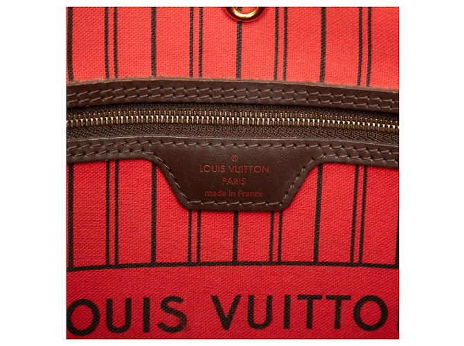 Borsa Tote Louis Vuitton Damier Neverfull MM in marrone Cerise Red Rosso Fuschia - vista 6
