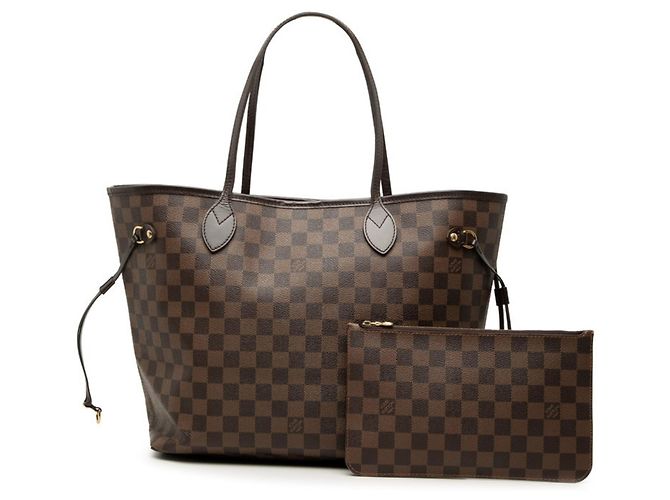 Borsa Tote Louis Vuitton Damier Neverfull MM in marrone Cerise Red Rosso Fuschia - vista 7
