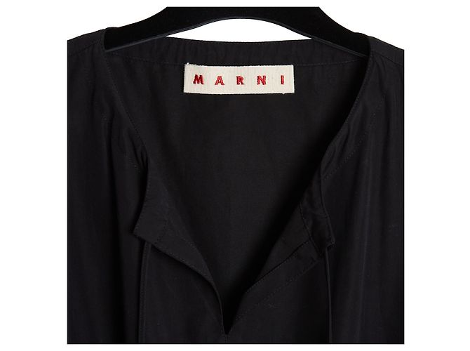 Marni Abito Bicolore Cruise 2019 in Popeline di Cotone Nero e Rosa - vista 2