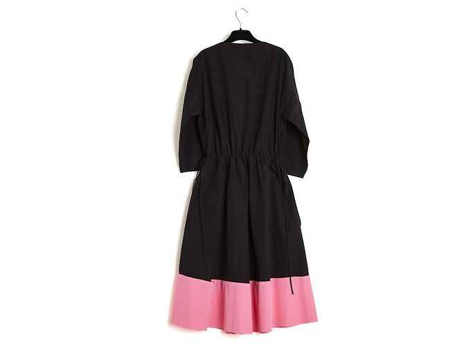 Marni Abito Bicolore Cruise 2019 in Popeline di Cotone Nero e Rosa - vista 5