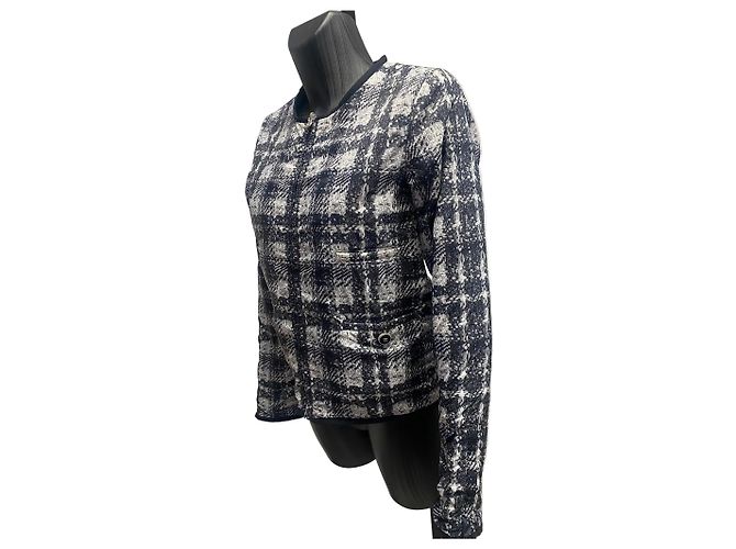Chanel Reversible Leichte Jacke – Tweed-Print & Solid Black - Ansicht 3