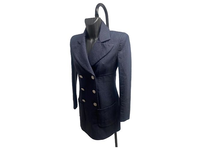 Vestido Blazer Chanel Vintage Azul Marino de Doble Botonadura – Talla 36 - vista 2
