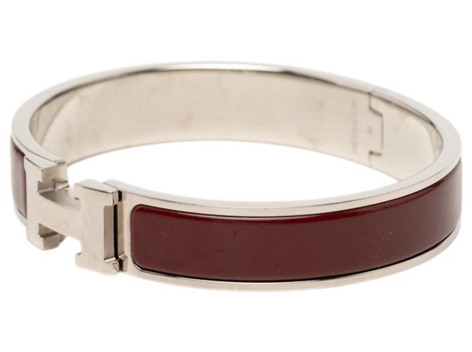 Hermès Pulsera Bangle Click H PM Hermes Plata Burdeos - vista 2