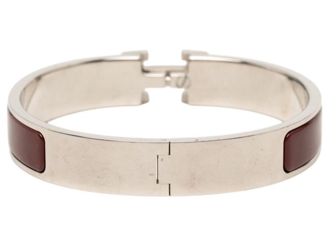 Hermès Pulsera Bangle Click H PM Hermes Plata Burdeos - vista 3