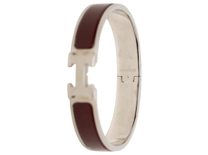 Hermès Pulsera Bangle Click H PM Hermes Plata Burdeos - vista 4