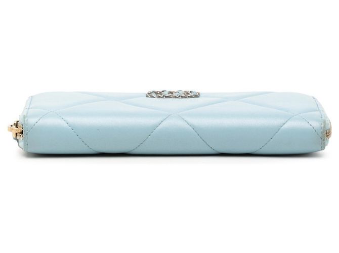 Portafoglio con zip Chanel 19 Matelassé Coco Mark Blu - vista 3