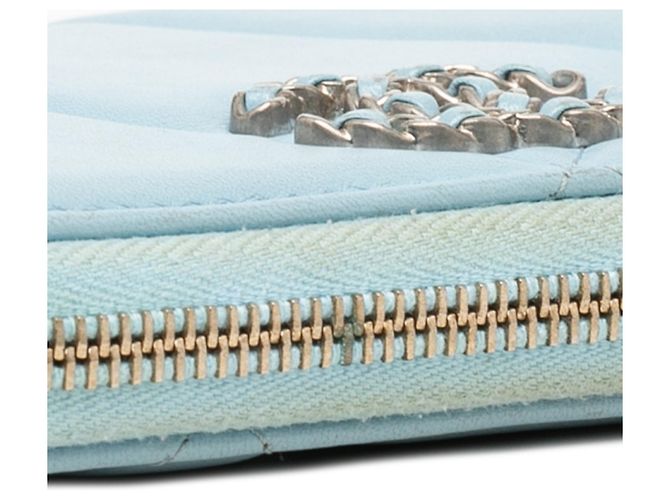 Portafoglio con zip Chanel 19 Matelassé Coco Mark Blu - vista 4