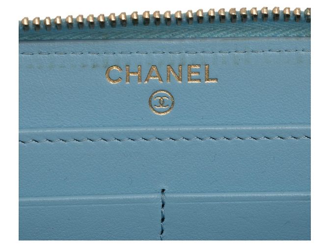 Portafoglio con zip Chanel 19 Matelassé Coco Mark Blu - vista 6
