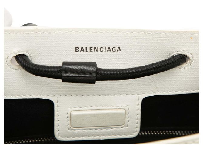 Borsa Balenciaga XXS Shopping Tote Nero Bianco - vista 5