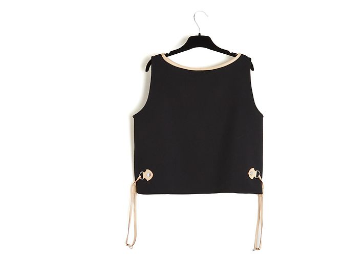 Louis Vuitton Top sem mangas Neverfull em lã e couro Preto - vista 6
