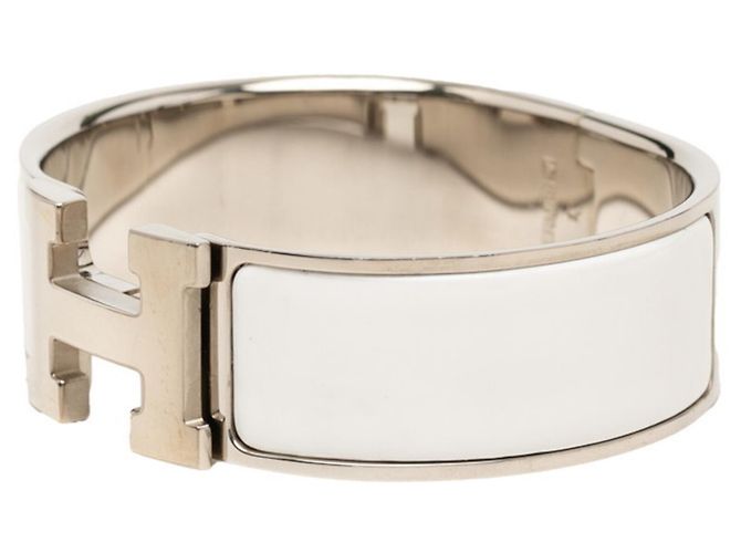 Clic H Hermès Bracelet Hermes Clic Clac H PM Argenté Blanc - vue 2