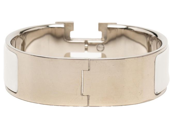 Clic H Hermès Bracelet Hermes Clic Clac H PM Argenté Blanc - vue 3