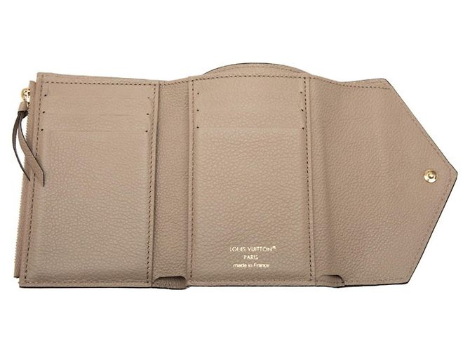 Louis Vuitton Monogram Empreinte Victorine Tri-fold Wallet Beige Grau Roh - Ansicht 4