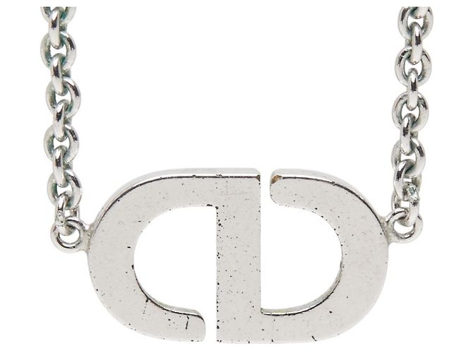 Collana Christian Dior in metallo argentato e strass Argento - vista 3