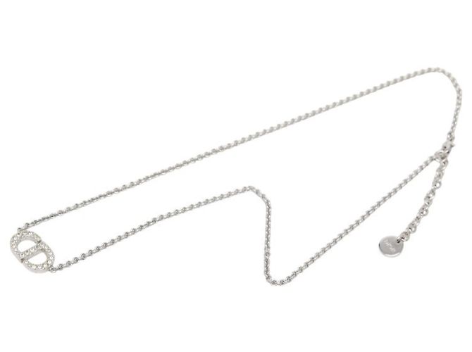 Collana Christian Dior in metallo argentato e strass Argento - vista 4