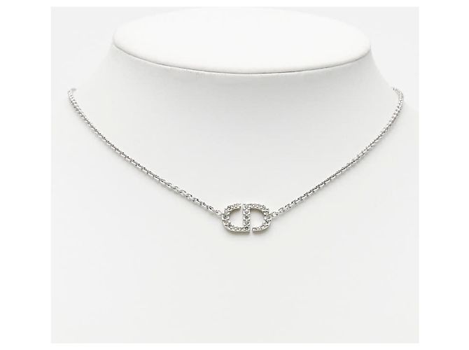 Collana Christian Dior in metallo argentato e strass Argento - vista 7