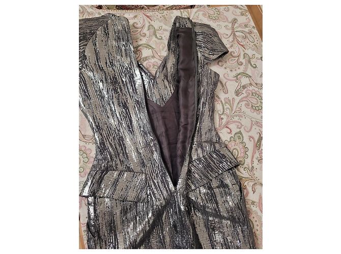 Abito Scultoreo Metallizzato Argento e Nero Alexander McQueen Silver hardware - vista 8
