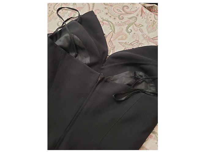 Thierry Mugler Schwarzes Maxikleid mit Metall-Details - Ansicht 10