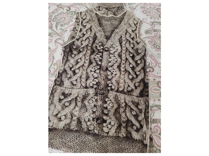 Jean Paul Gaultier Trompe-l'œil Polyamid-Strick Weste Braun Beige - Ansicht 2